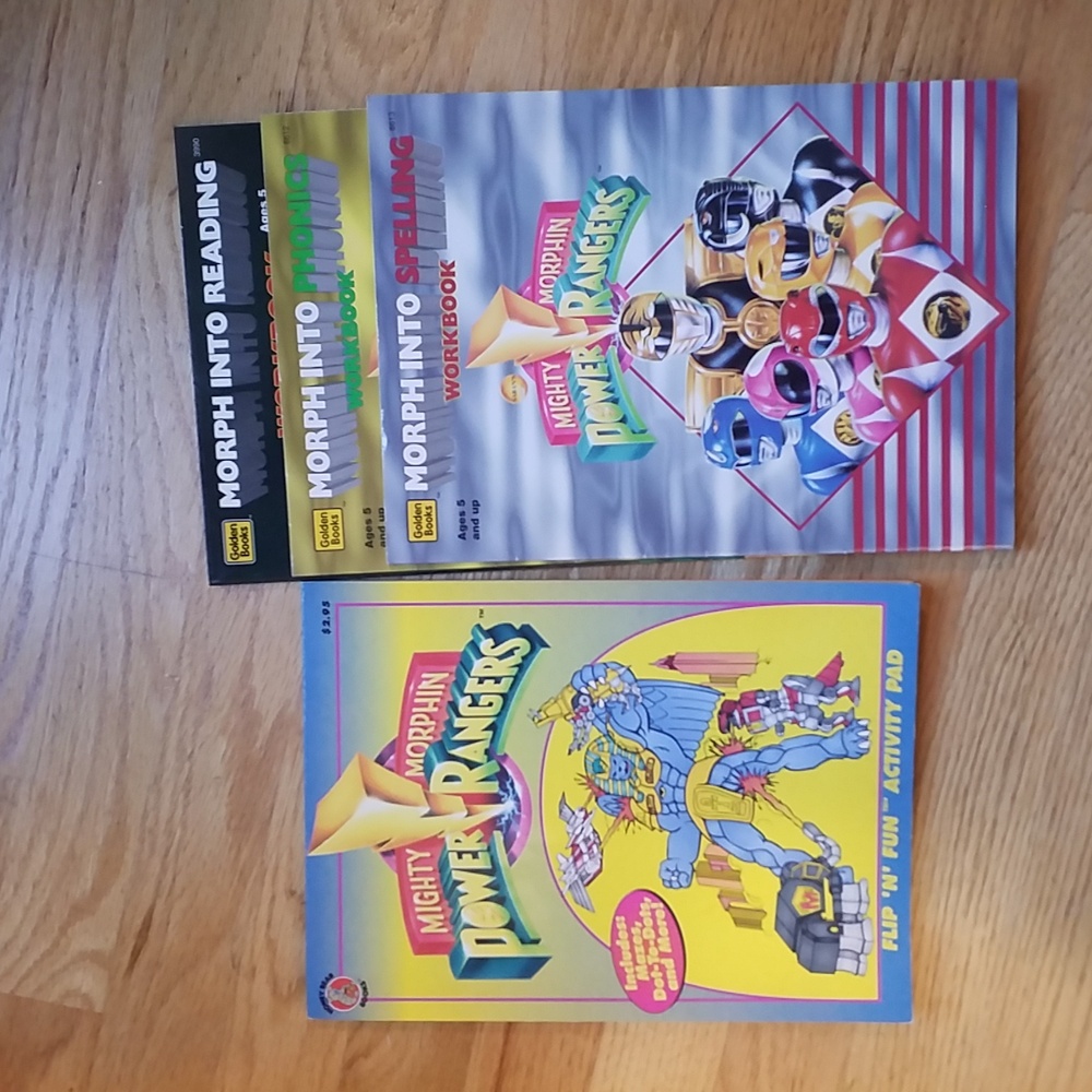 Mighty Morphin POWER RANGERS WORKBOOKS - new Vintage 90's Set of 4